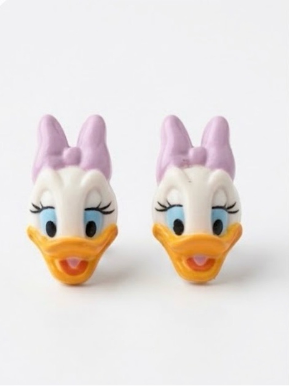Vintage 90s Disney Daisy Duck Stud Earrings Plastic Molded Face Novelty